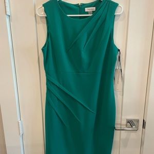 Calvin Klein Green Sleeveless Dress with Ruching